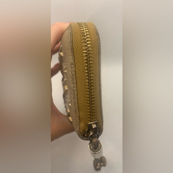 JIMMY CHOO STAR STUDDED ZIP AROUND WALLET GOLD Authentic - Picture 4 of 7